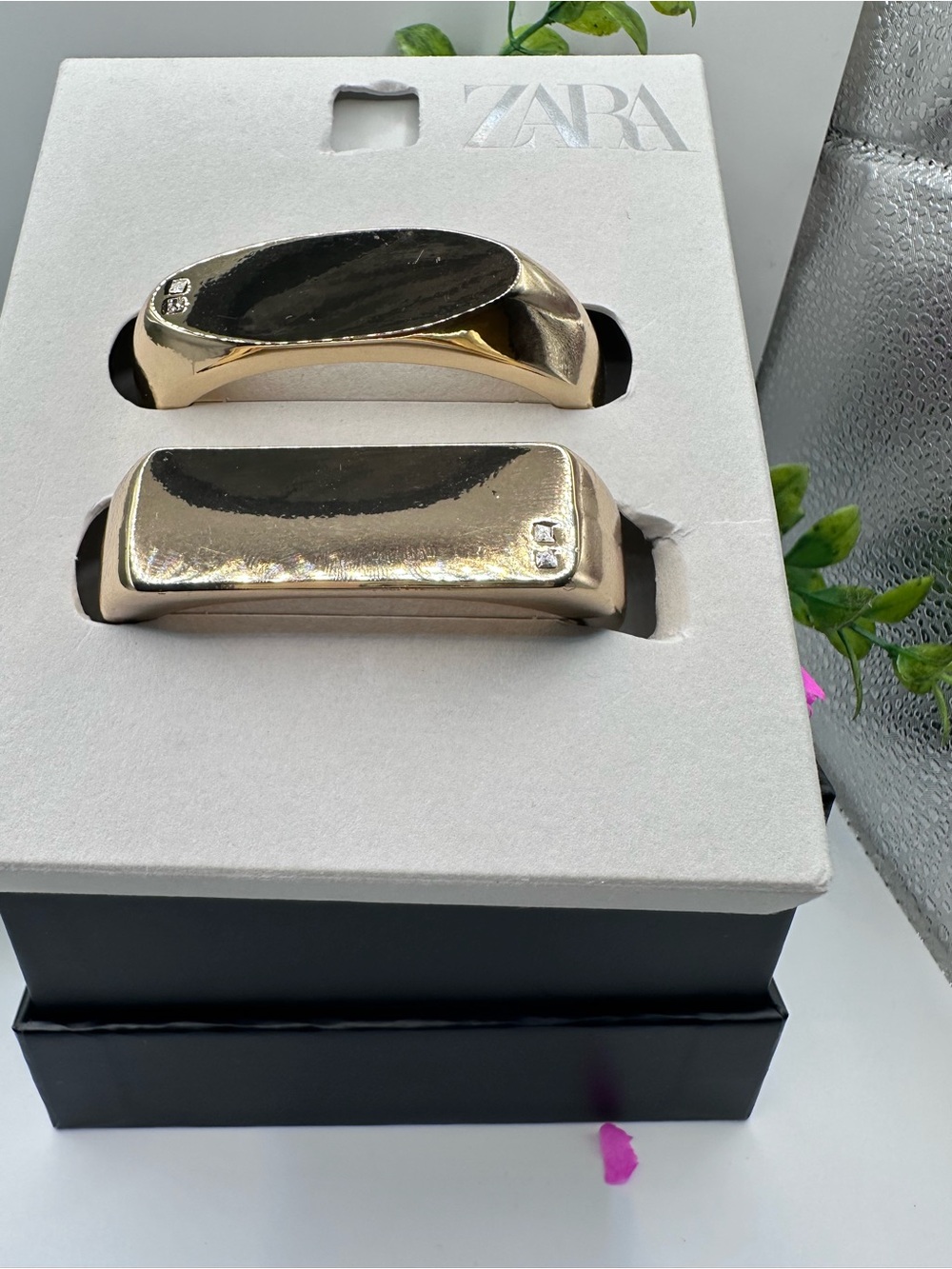Zara Gold-Tone Cuff Bracelet- Set of 2